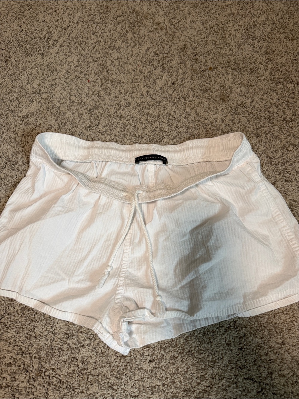 Brandy Melville White Elastic Drawstring Athletic Shorts